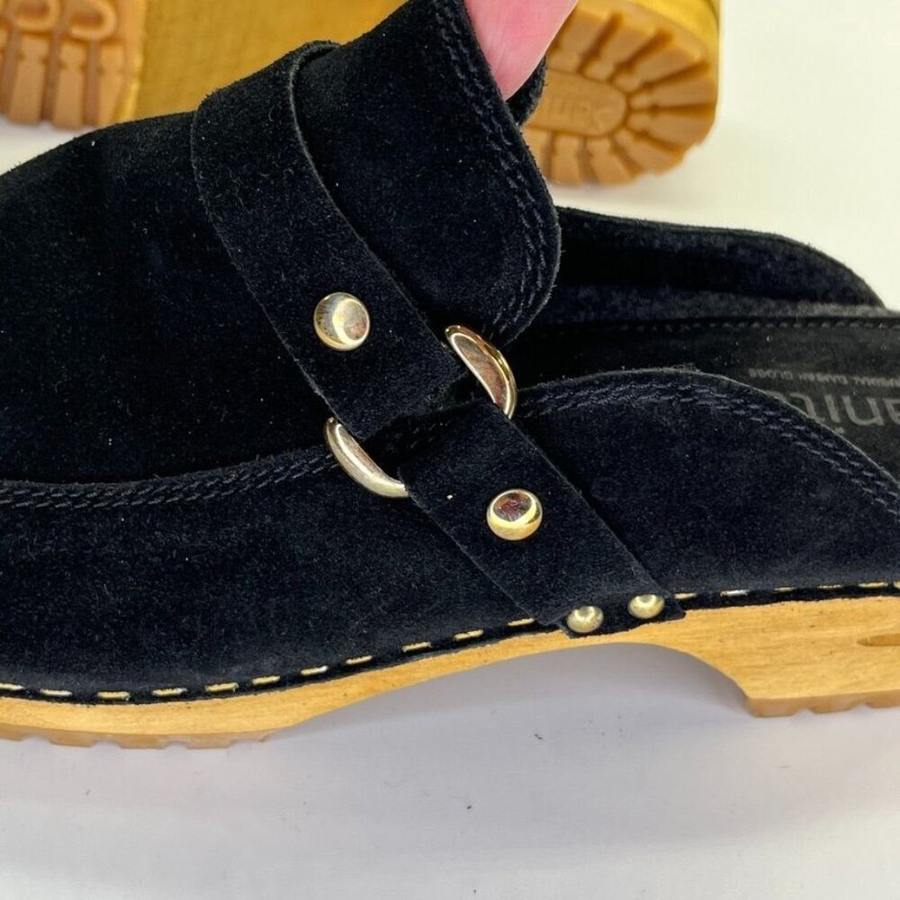 Sanita Women's Lissy Clog Size 42 in Black Open Back Wood Sole Slip Resistant - Picture 15 of 16